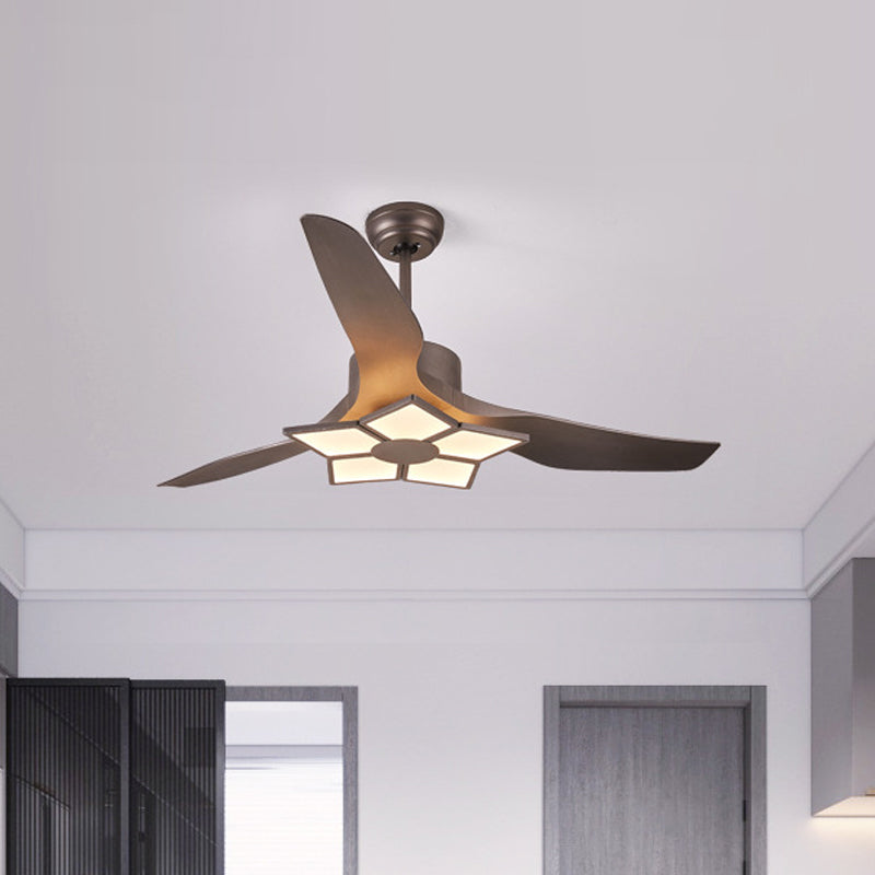 50" Wide Acrylic Geometric Semi Flush Light Modernist LED Hanging Fan Lamp Fixture, 5 Blades Clearhalo 'Ceiling Fans with Lights' 'Ceiling Fans' 'Modern Ceiling Fans' 'Modern' Lighting' 1985654