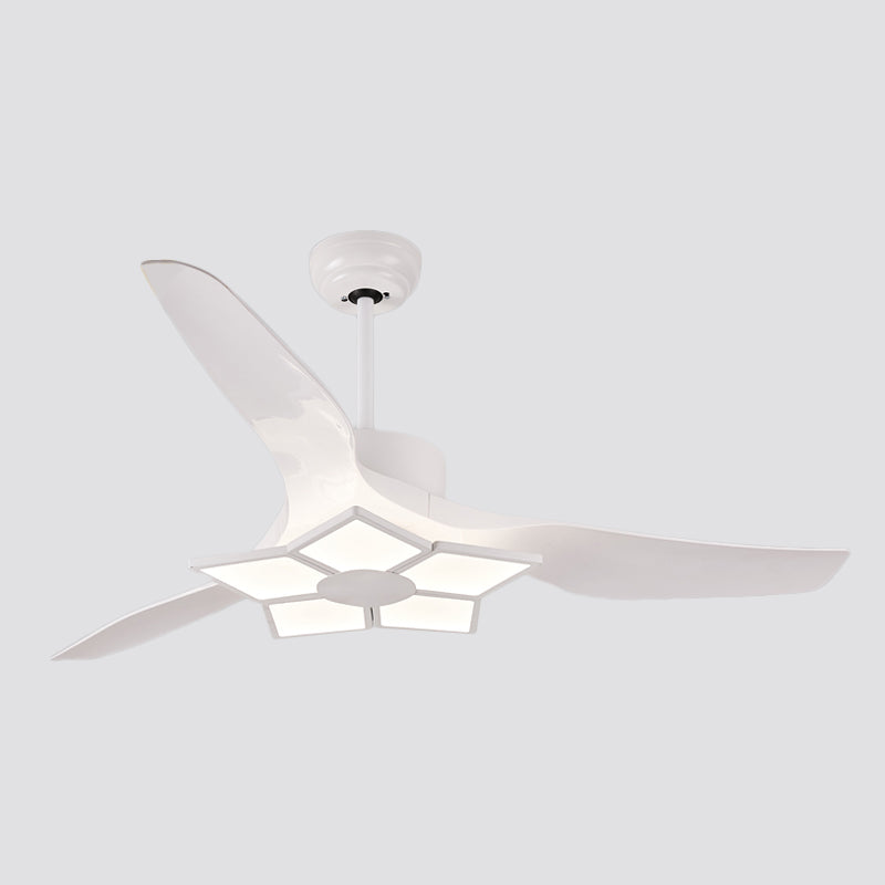 50" Wide Acrylic Geometric Semi Flush Light Modernist LED Hanging Fan Lamp Fixture, 5 Blades Clearhalo 'Ceiling Fans with Lights' 'Ceiling Fans' 'Modern Ceiling Fans' 'Modern' Lighting' 1985659