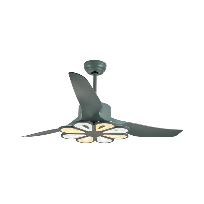 50" Wide Acrylic Geometric Semi Flush Light Modernist LED Hanging Fan Lamp Fixture, 5 Blades Clearhalo 'Ceiling Fans with Lights' 'Ceiling Fans' 'Modern Ceiling Fans' 'Modern' Lighting' 1985661