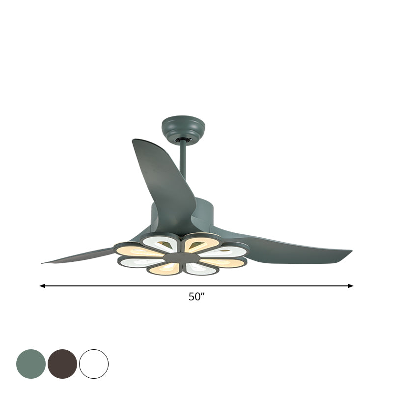 50" Wide Acrylic Geometric Semi Flush Light Modernist LED Hanging Fan Lamp Fixture, 5 Blades Clearhalo 'Ceiling Fans with Lights' 'Ceiling Fans' 'Modern Ceiling Fans' 'Modern' Lighting' 1985663
