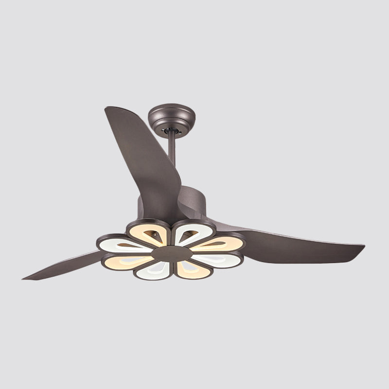 50" Wide Acrylic Geometric Semi Flush Light Modernist LED Hanging Fan Lamp Fixture, 5 Blades Clearhalo 'Ceiling Fans with Lights' 'Ceiling Fans' 'Modern Ceiling Fans' 'Modern' Lighting' 1985666