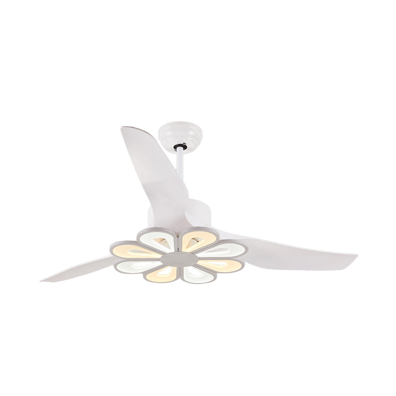 50" Wide Acrylic Geometric Semi Flush Light Modernist LED Hanging Fan Lamp Fixture, 5 Blades Clearhalo 'Ceiling Fans with Lights' 'Ceiling Fans' 'Modern Ceiling Fans' 'Modern' Lighting' 1985668