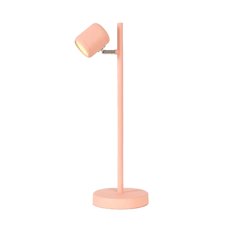 Rotatable Cylinder Child Bedroom Desk Light Metal Macaron Reading Light with Plug-In Cord Clearhalo 'Desk Lamps' 'Lamps' Lighting' 198568