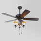 5-Blade 3 Lights Semi Flush Traditional Tapered Metallic Hanging Fan Light Fixture in Black, 52" Wide Clearhalo 'Ceiling Fans with Lights' 'Ceiling Fans' Lighting' 1985682