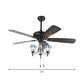 5-Blade 3 Lights Semi Flush Traditional Tapered Metallic Hanging Fan Light Fixture in Black, 52" Wide Clearhalo 'Ceiling Fans with Lights' 'Ceiling Fans' Lighting' 1985687