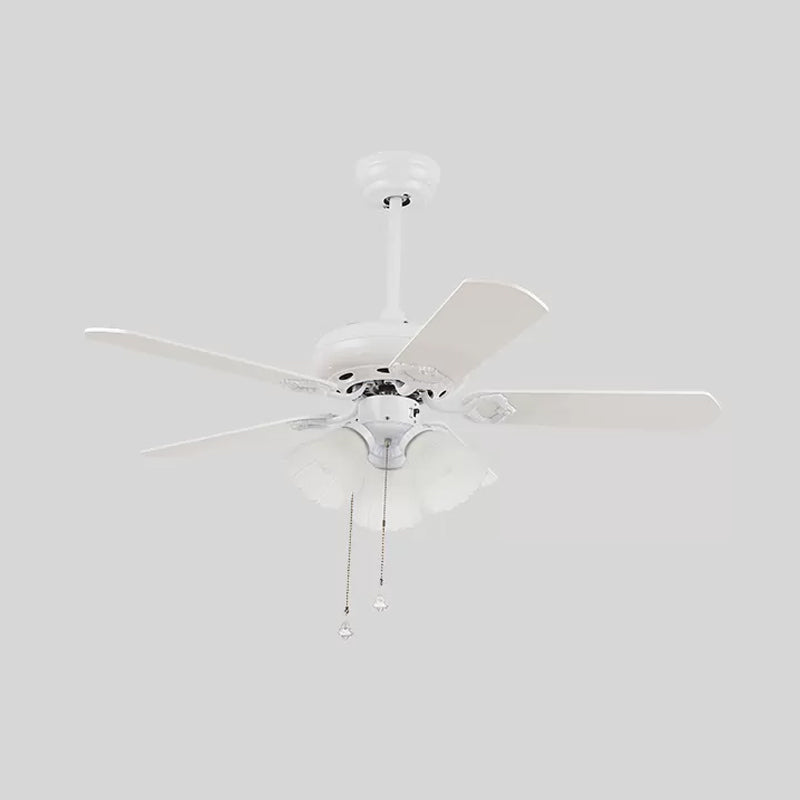 3-Blade Frosted Glass White Ceiling Fan Lamp Bell 42" Wide 3 Heads Traditional Semi Flush Light Fixture Clearhalo 'Ceiling Fans with Lights' 'Ceiling Fans' Lighting' 1985723