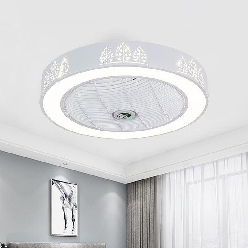 Acrylic Round Laser-Cut Ceiling Fan Light Modernist LED White Semi Flush Mount, 23" Wide Clearhalo 'Ceiling Fans with Lights' 'Ceiling Fans' 'Modern Ceiling Fans' 'Modern' Lighting' 1985780