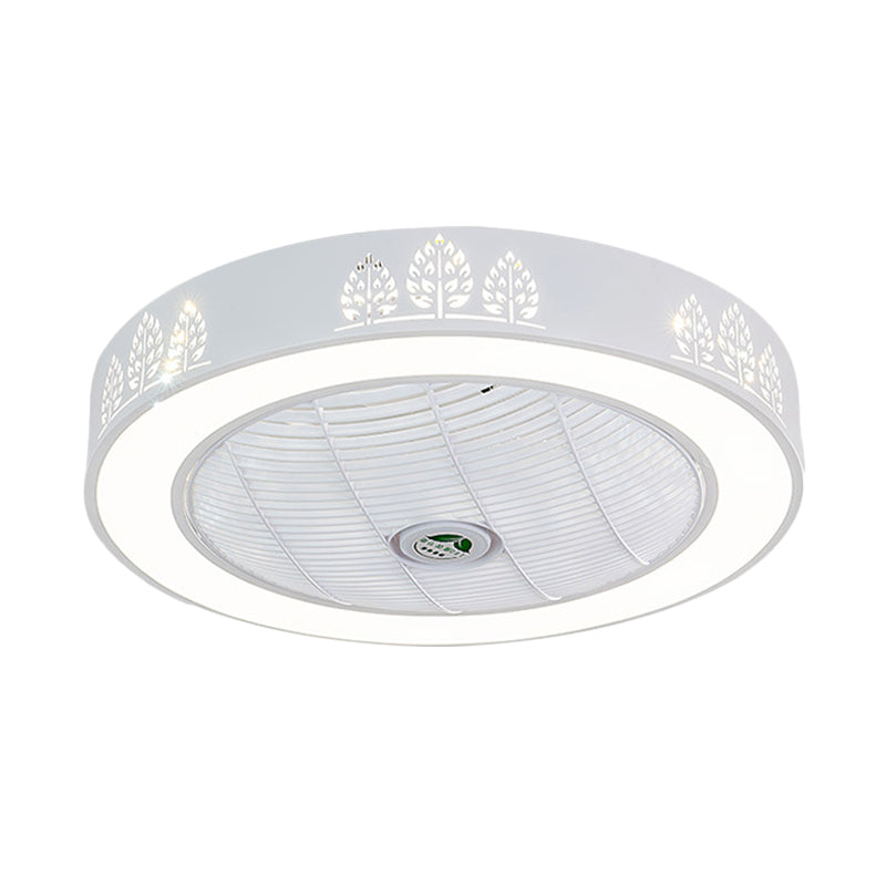 Acrylic Round Laser-Cut Ceiling Fan Light Modernist LED White Semi Flush Mount, 23" Wide Clearhalo 'Ceiling Fans with Lights' 'Ceiling Fans' 'Modern Ceiling Fans' 'Modern' Lighting' 1985781
