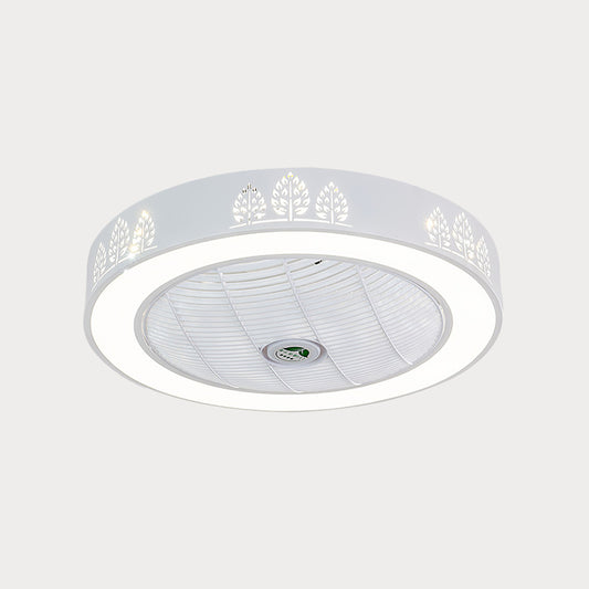 Acrylic Round Laser-Cut Ceiling Fan Light Modernist LED White Semi Flush Mount, 23" Wide Clearhalo 'Ceiling Fans with Lights' 'Ceiling Fans' 'Modern Ceiling Fans' 'Modern' Lighting' 1985782