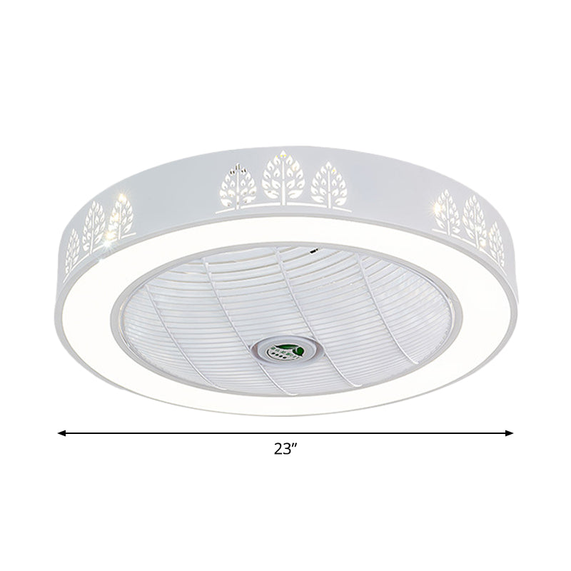 Acrylic Round Laser-Cut Ceiling Fan Light Modernist LED White Semi Flush Mount, 23" Wide Clearhalo 'Ceiling Fans with Lights' 'Ceiling Fans' 'Modern Ceiling Fans' 'Modern' Lighting' 1985783