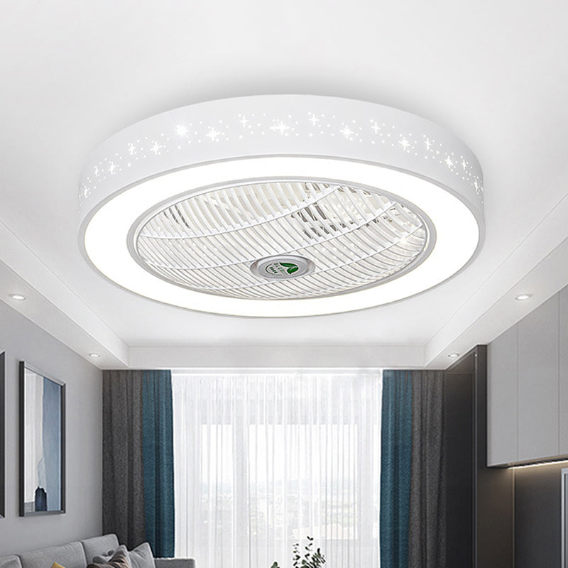 Acrylic Round Laser-Cut Ceiling Fan Light Modernist LED White Semi Flush Mount, 23" Wide White C Clearhalo 'Ceiling Fans with Lights' 'Ceiling Fans' 'Modern Ceiling Fans' 'Modern' Lighting' 1985784