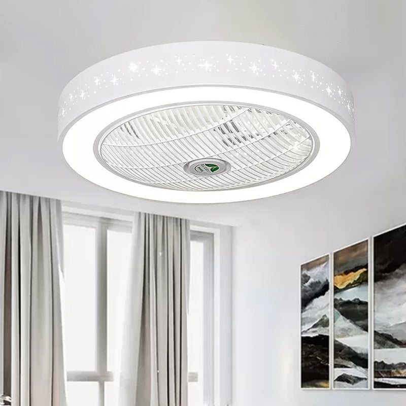 Acrylic Round Laser-Cut Ceiling Fan Light Modernist LED White Semi Flush Mount, 23" Wide Clearhalo 'Ceiling Fans with Lights' 'Ceiling Fans' 'Modern Ceiling Fans' 'Modern' Lighting' 1985785