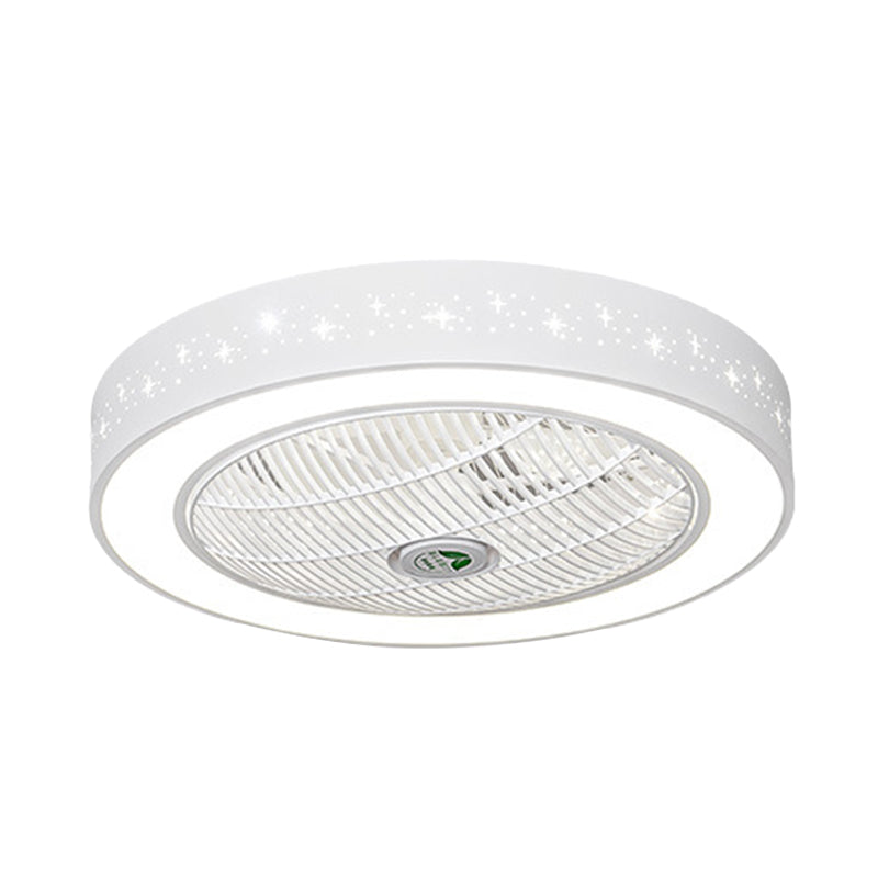 Acrylic Round Laser-Cut Ceiling Fan Light Modernist LED White Semi Flush Mount, 23" Wide Clearhalo 'Ceiling Fans with Lights' 'Ceiling Fans' 'Modern Ceiling Fans' 'Modern' Lighting' 1985786