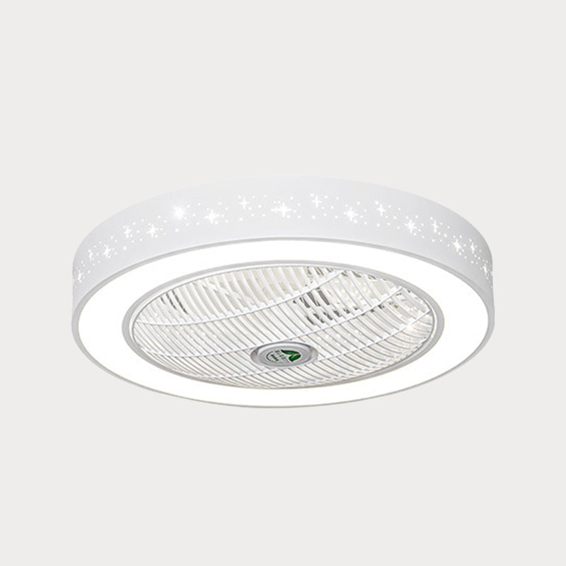 Acrylic Round Laser-Cut Ceiling Fan Light Modernist LED White Semi Flush Mount, 23" Wide Clearhalo 'Ceiling Fans with Lights' 'Ceiling Fans' 'Modern Ceiling Fans' 'Modern' Lighting' 1985787