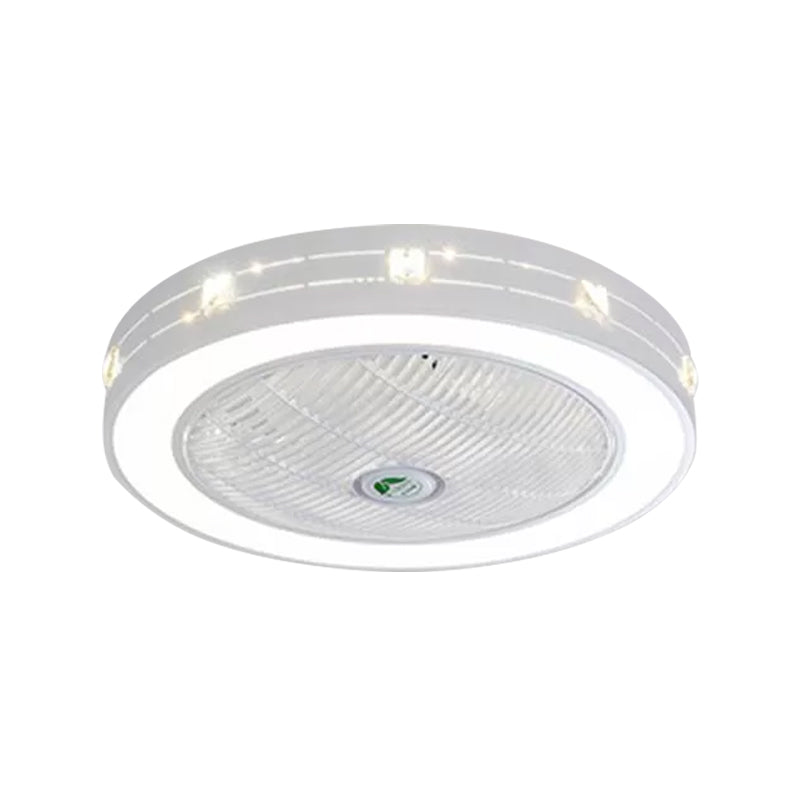 Acrylic Round Laser-Cut Ceiling Fan Light Modernist LED White Semi Flush Mount, 23" Wide White A Clearhalo 'Ceiling Fans with Lights' 'Ceiling Fans' 'Modern Ceiling Fans' 'Modern' Lighting' 1985789