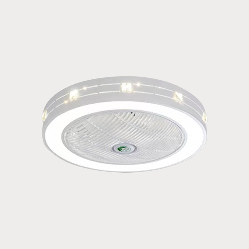 Acrylic Round Laser-Cut Ceiling Fan Light Modernist LED White Semi Flush Mount, 23" Wide Clearhalo 'Ceiling Fans with Lights' 'Ceiling Fans' 'Modern Ceiling Fans' 'Modern' Lighting' 1985790