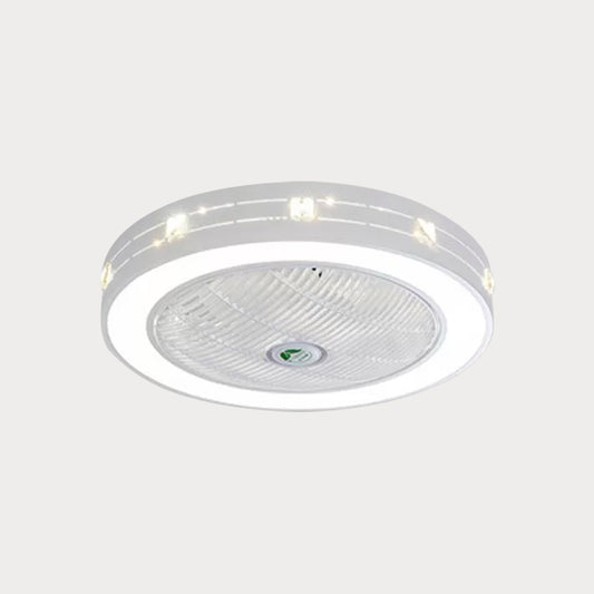 Acrylic Round Laser-Cut Ceiling Fan Light Modernist LED White Semi Flush Mount, 23" Wide Clearhalo 'Ceiling Fans with Lights' 'Ceiling Fans' 'Modern Ceiling Fans' 'Modern' Lighting' 1985790