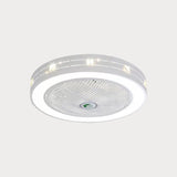 Acrylic Round Laser-Cut Ceiling Fan Light Modernist LED White Semi Flush Mount, 23" Wide Clearhalo 'Ceiling Fans with Lights' 'Ceiling Fans' 'Modern Ceiling Fans' 'Modern' Lighting' 1985790