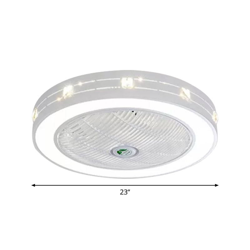 Acrylic Round Laser-Cut Ceiling Fan Light Modernist LED White Semi Flush Mount, 23" Wide Clearhalo 'Ceiling Fans with Lights' 'Ceiling Fans' 'Modern Ceiling Fans' 'Modern' Lighting' 1985791
