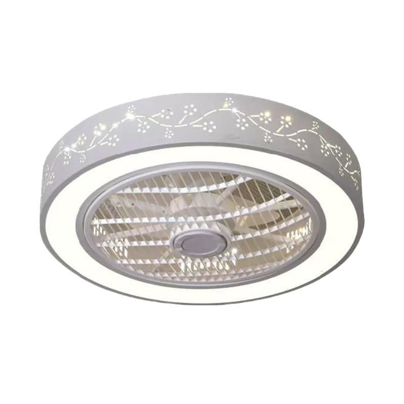 Acrylic Round Laser-Cut Ceiling Fan Light Modernist LED White Semi Flush Mount, 23" Wide White D Clearhalo 'Ceiling Fans with Lights' 'Ceiling Fans' 'Modern Ceiling Fans' 'Modern' Lighting' 1985792