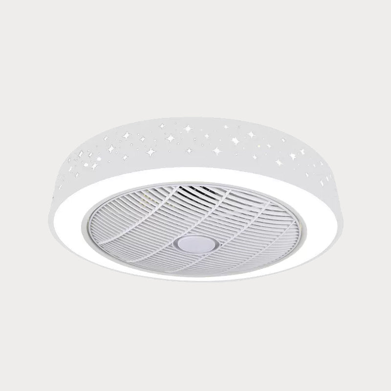 Acrylic Round Laser-Cut Ceiling Fan Light Modernist LED White Semi Flush Mount, 23" Wide Clearhalo 'Ceiling Fans with Lights' 'Ceiling Fans' 'Modern Ceiling Fans' 'Modern' Lighting' 1985799