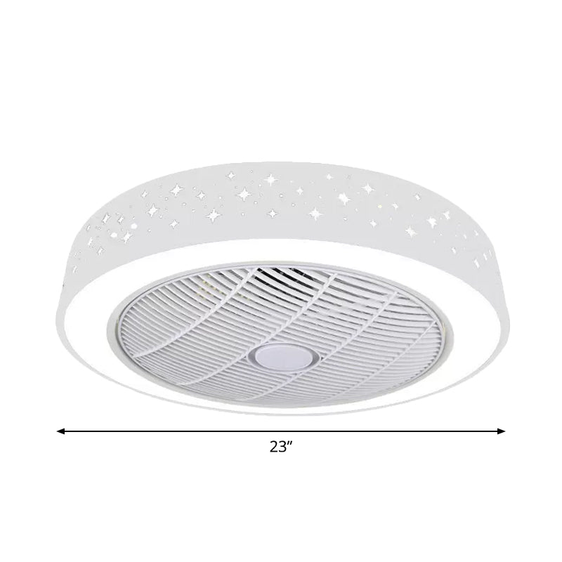 Acrylic Round Laser-Cut Ceiling Fan Light Modernist LED White Semi Flush Mount, 23" Wide Clearhalo 'Ceiling Fans with Lights' 'Ceiling Fans' 'Modern Ceiling Fans' 'Modern' Lighting' 1985800