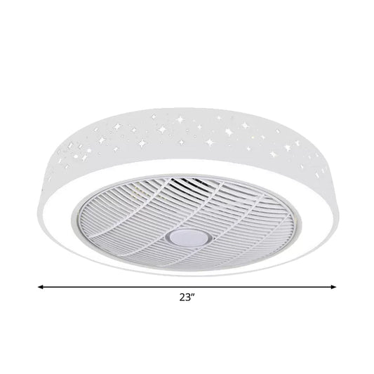 Acrylic Round Laser-Cut Ceiling Fan Light Modernist LED White Semi Flush Mount, 23" Wide Clearhalo 'Ceiling Fans with Lights' 'Ceiling Fans' 'Modern Ceiling Fans' 'Modern' Lighting' 1985800