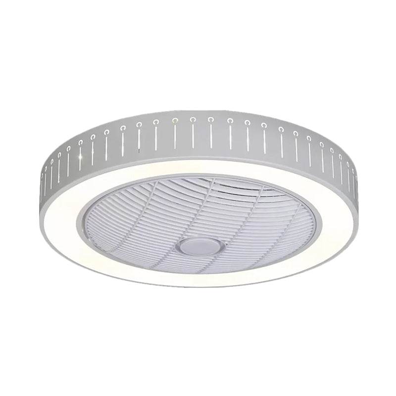 Acrylic Round Laser-Cut Ceiling Fan Light Modernist LED White Semi Flush Mount, 23" Wide White G Clearhalo 'Ceiling Fans with Lights' 'Ceiling Fans' 'Modern Ceiling Fans' 'Modern' Lighting' 1985801