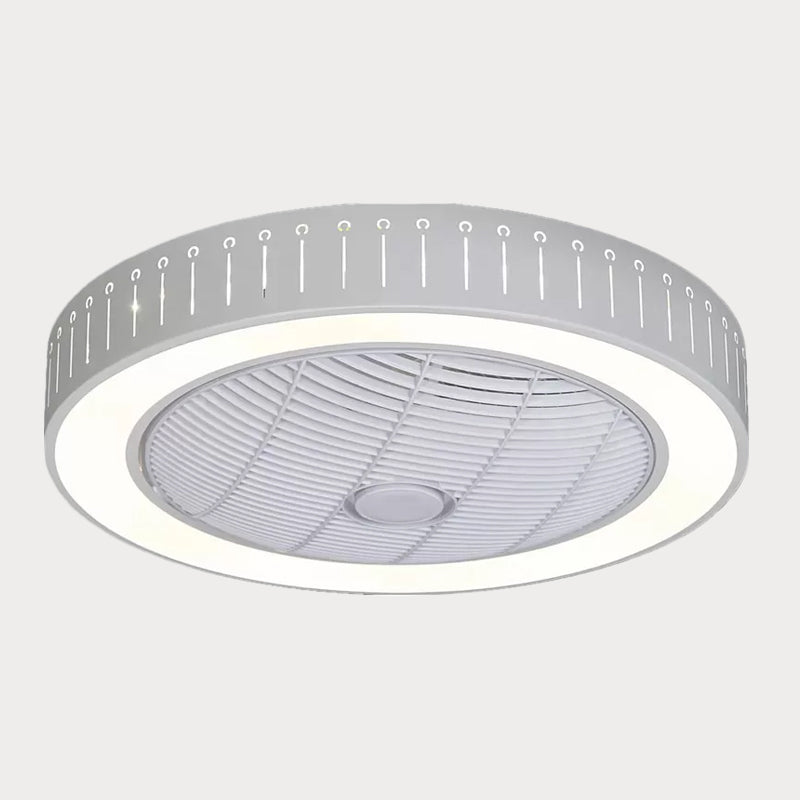 Acrylic Round Laser-Cut Ceiling Fan Light Modernist LED White Semi Flush Mount, 23" Wide Clearhalo 'Ceiling Fans with Lights' 'Ceiling Fans' 'Modern Ceiling Fans' 'Modern' Lighting' 1985802