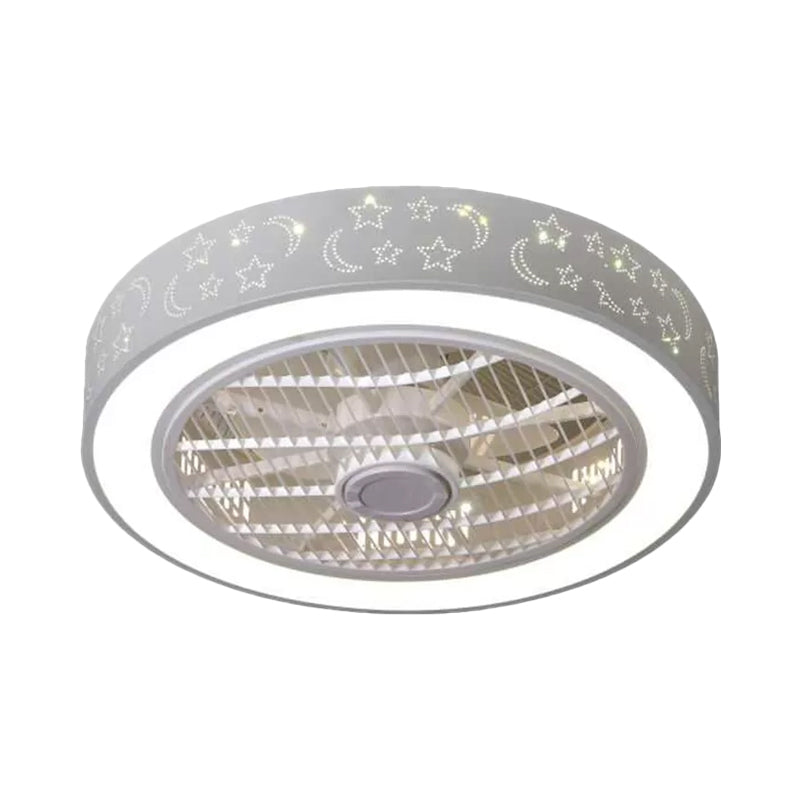 Acrylic Round Laser-Cut Ceiling Fan Light Modernist LED White Semi Flush Mount, 23" Wide White H Clearhalo 'Ceiling Fans with Lights' 'Ceiling Fans' 'Modern Ceiling Fans' 'Modern' Lighting' 1985804