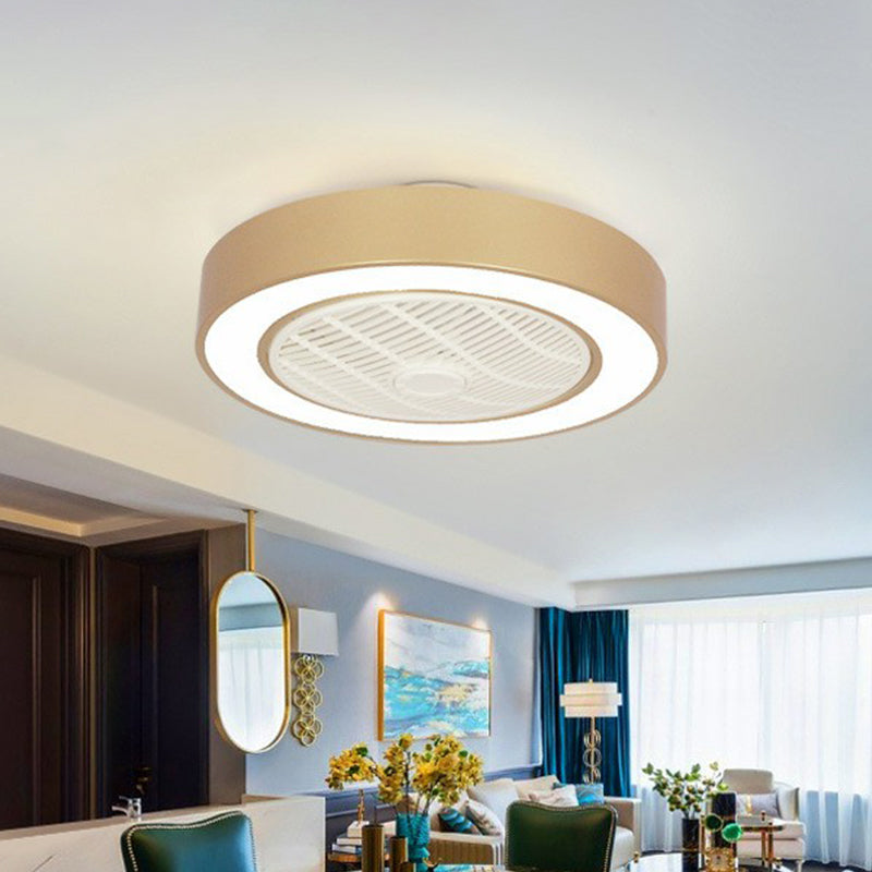 22" Wide Nordic LED Semi Flush Mount Light Drum Hanging Fan Lamp with Acrylic Shade for Dining Room Clearhalo 'Ceiling Fans with Lights' 'Ceiling Fans' 'Modern Ceiling Fans' 'Modern' Lighting' 1985808