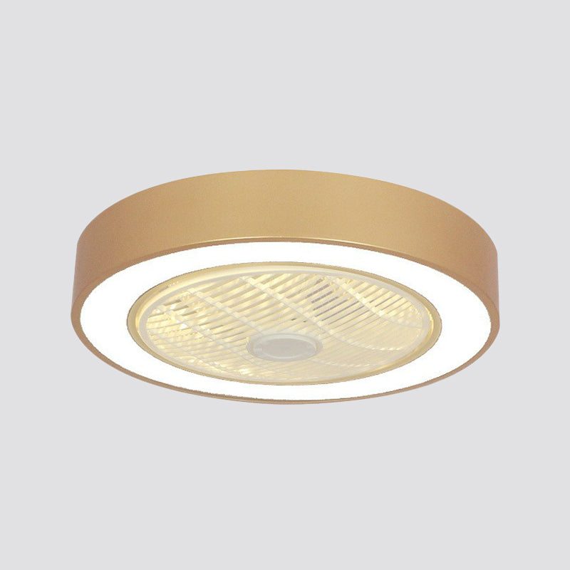 22" Wide Nordic LED Semi Flush Mount Light Drum Hanging Fan Lamp with Acrylic Shade for Dining Room Clearhalo 'Ceiling Fans with Lights' 'Ceiling Fans' 'Modern Ceiling Fans' 'Modern' Lighting' 1985810