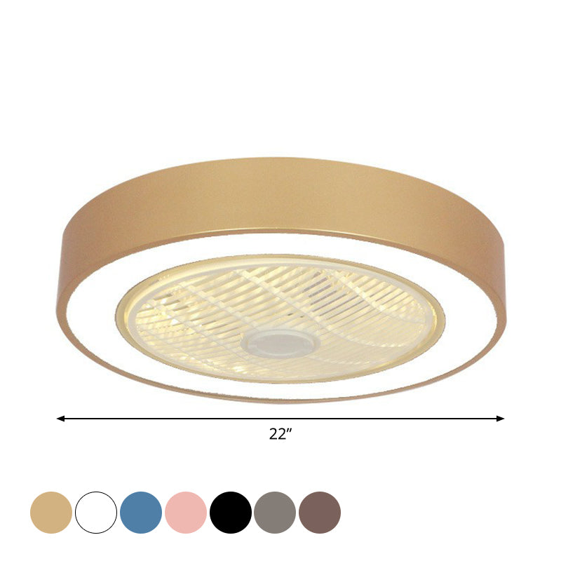 22" Wide Nordic LED Semi Flush Mount Light Drum Hanging Fan Lamp with Acrylic Shade for Dining Room Clearhalo 'Ceiling Fans with Lights' 'Ceiling Fans' 'Modern Ceiling Fans' 'Modern' Lighting' 1985811
