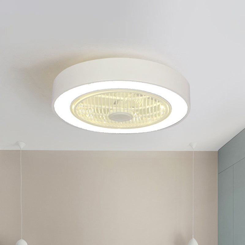 22" Wide Nordic LED Semi Flush Mount Light Drum Hanging Fan Lamp with Acrylic Shade for Dining Room Clearhalo 'Ceiling Fans with Lights' 'Ceiling Fans' 'Modern Ceiling Fans' 'Modern' Lighting' 1985813