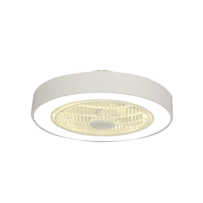 22" Wide Nordic LED Semi Flush Mount Light Drum Hanging Fan Lamp with Acrylic Shade for Dining Room Clearhalo 'Ceiling Fans with Lights' 'Ceiling Fans' 'Modern Ceiling Fans' 'Modern' Lighting' 1985814