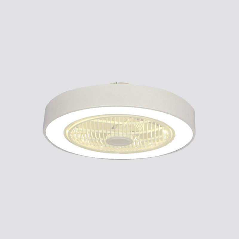 22" Wide Nordic LED Semi Flush Mount Light Drum Hanging Fan Lamp with Acrylic Shade for Dining Room Clearhalo 'Ceiling Fans with Lights' 'Ceiling Fans' 'Modern Ceiling Fans' 'Modern' Lighting' 1985815
