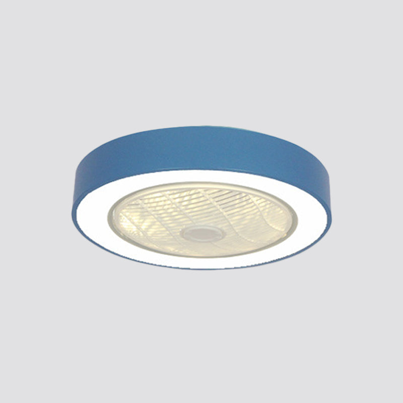 22" Wide Nordic LED Semi Flush Mount Light Drum Hanging Fan Lamp with Acrylic Shade for Dining Room Clearhalo 'Ceiling Fans with Lights' 'Ceiling Fans' 'Modern Ceiling Fans' 'Modern' Lighting' 1985819