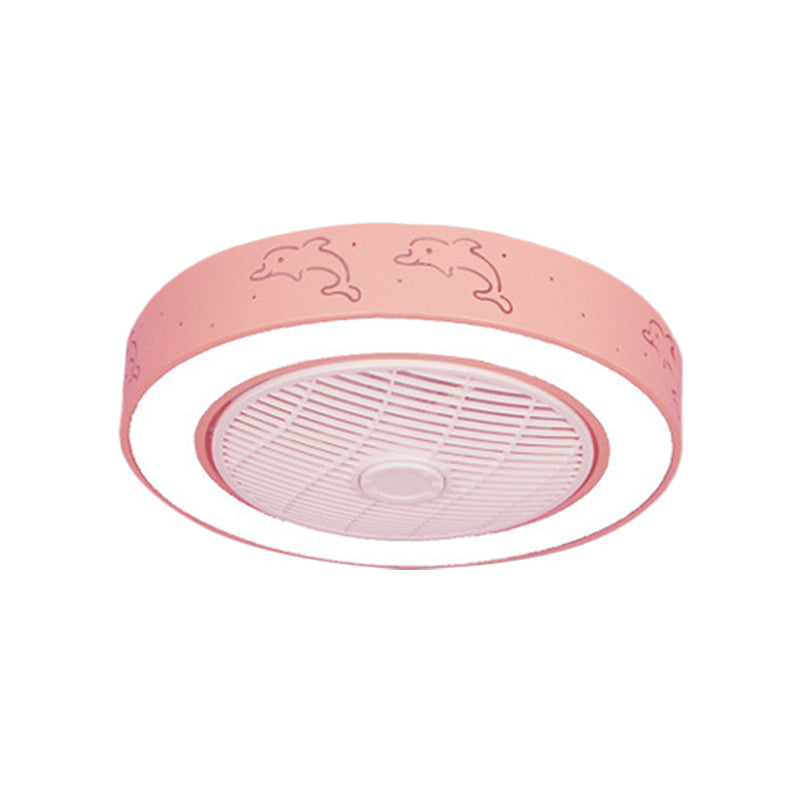 22" Wide Nordic LED Semi Flush Mount Light Drum Hanging Fan Lamp with Acrylic Shade for Dining Room Clearhalo 'Ceiling Fans with Lights' 'Ceiling Fans' 'Modern Ceiling Fans' 'Modern' Lighting' 1985822