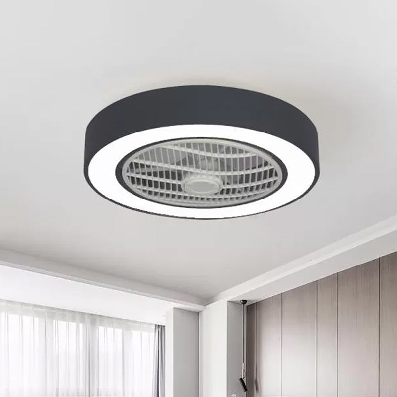 22" Wide Nordic LED Semi Flush Mount Light Drum Hanging Fan Lamp with Acrylic Shade for Dining Room Dark Gray Clearhalo 'Ceiling Fans with Lights' 'Ceiling Fans' 'Modern Ceiling Fans' 'Modern' Lighting' 1985824