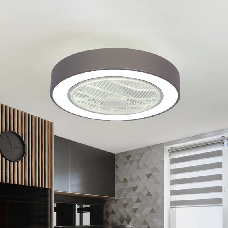 22" Wide Nordic LED Semi Flush Mount Light Drum Hanging Fan Lamp with Acrylic Shade for Dining Room Clearhalo 'Ceiling Fans with Lights' 'Ceiling Fans' 'Modern Ceiling Fans' 'Modern' Lighting' 1985828