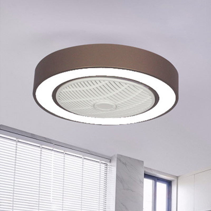 22" Wide Nordic LED Semi Flush Mount Light Drum Hanging Fan Lamp with Acrylic Shade for Dining Room Coffee Clearhalo 'Ceiling Fans with Lights' 'Ceiling Fans' 'Modern Ceiling Fans' 'Modern' Lighting' 1985831