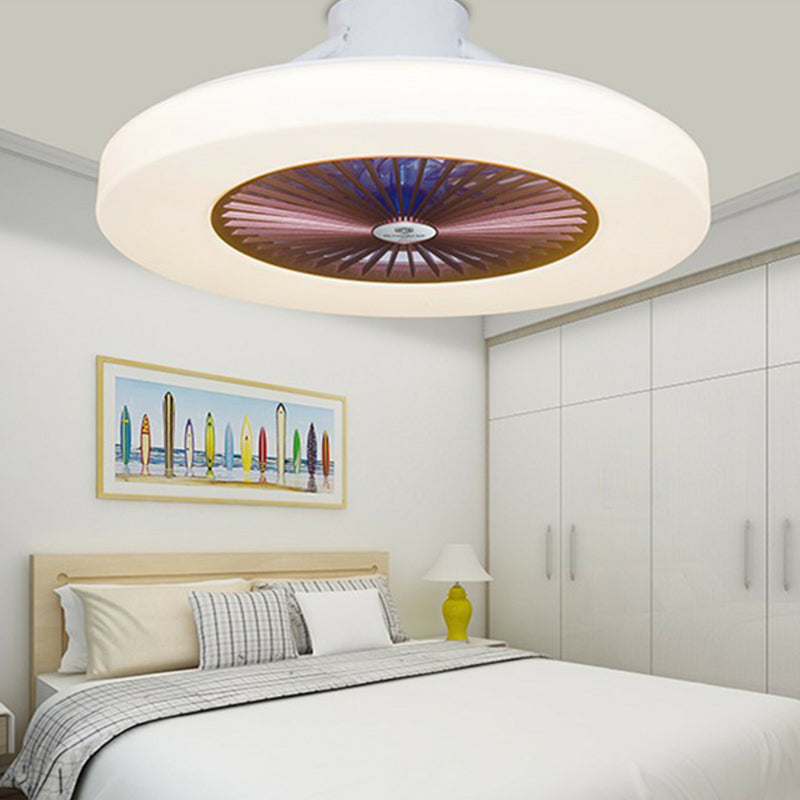 23" Wide Circular Semi Flush Modern Acrylic Living Room LED Ceiling Fan Light Fixture with 6 Blades Coffee Clearhalo 'Ceiling Fans with Lights' 'Ceiling Fans' 'Modern Ceiling Fans' 'Modern' Lighting' 1985834