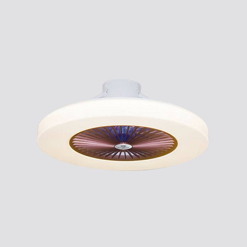 23" Wide Circular Semi Flush Modern Acrylic Living Room LED Ceiling Fan Light Fixture with 6 Blades Clearhalo 'Ceiling Fans with Lights' 'Ceiling Fans' 'Modern Ceiling Fans' 'Modern' Lighting' 1985837