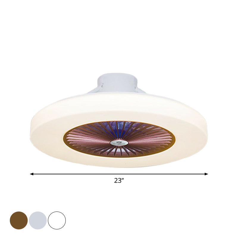 23" Wide Circular Semi Flush Modern Acrylic Living Room LED Ceiling Fan Light Fixture with 6 Blades Clearhalo 'Ceiling Fans with Lights' 'Ceiling Fans' 'Modern Ceiling Fans' 'Modern' Lighting' 1985838