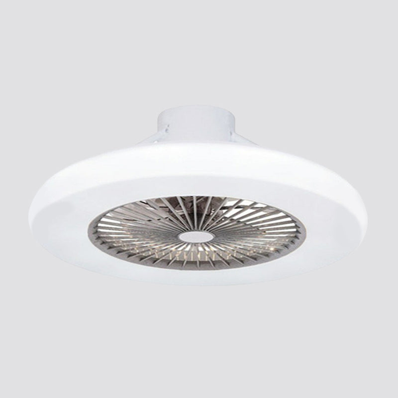 23" Wide Circular Semi Flush Modern Acrylic Living Room LED Ceiling Fan Light Fixture with 6 Blades Clearhalo 'Ceiling Fans with Lights' 'Ceiling Fans' 'Modern Ceiling Fans' 'Modern' Lighting' 1985842