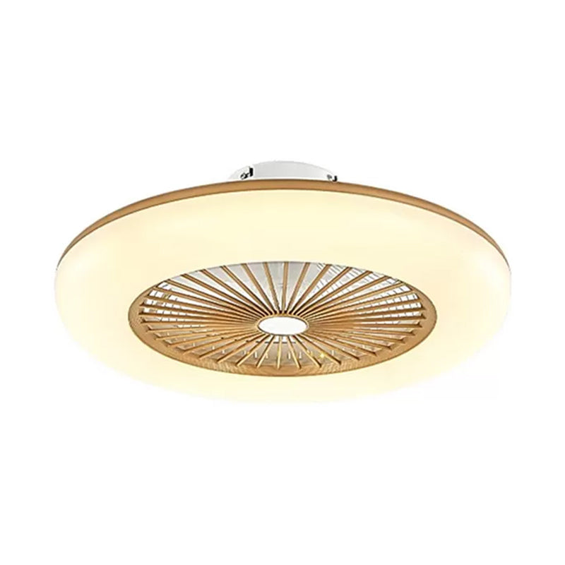 Round Bedroom 5-Blade Semi-Flush Mount Acrylic LED Contemporary Pendant Fan Light, 22" Wide Clearhalo 'Ceiling Fans with Lights' 'Ceiling Fans' 'Modern Ceiling Fans' 'Modern' Lighting' 1985848
