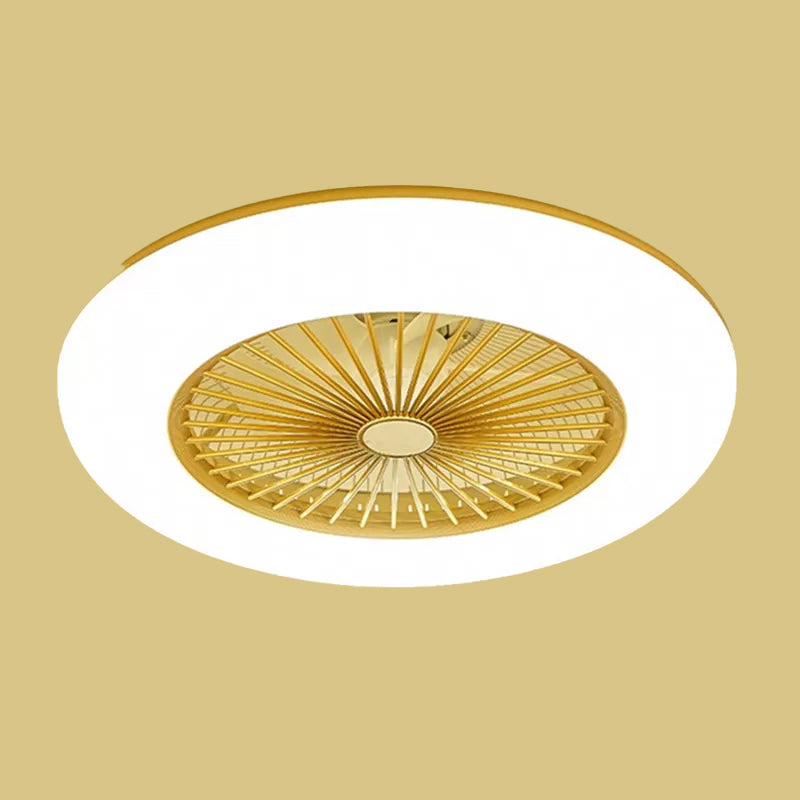 Round Bedroom 5-Blade Semi-Flush Mount Acrylic LED Contemporary Pendant Fan Light, 22" Wide Clearhalo 'Ceiling Fans with Lights' 'Ceiling Fans' 'Modern Ceiling Fans' 'Modern' Lighting' 1985849