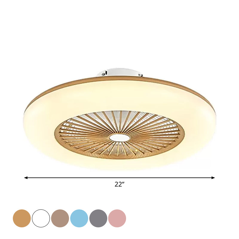 Round Bedroom 5-Blade Semi-Flush Mount Acrylic LED Contemporary Pendant Fan Light, 22" Wide Clearhalo 'Ceiling Fans with Lights' 'Ceiling Fans' 'Modern Ceiling Fans' 'Modern' Lighting' 1985850