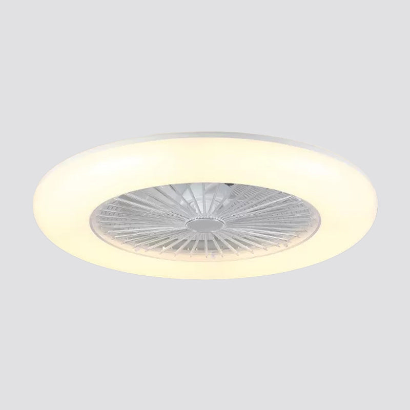 Round Bedroom 5-Blade Semi-Flush Mount Acrylic LED Contemporary Pendant Fan Light, 22" Wide Clearhalo 'Ceiling Fans with Lights' 'Ceiling Fans' 'Modern Ceiling Fans' 'Modern' Lighting' 1985853