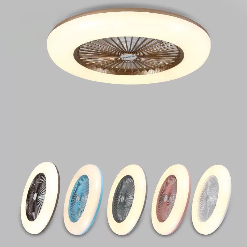 Round Bedroom 5-Blade Semi-Flush Mount Acrylic LED Contemporary Pendant Fan Light, 22" Wide Clearhalo 'Ceiling Fans with Lights' 'Ceiling Fans' 'Modern Ceiling Fans' 'Modern' Lighting' 1985855
